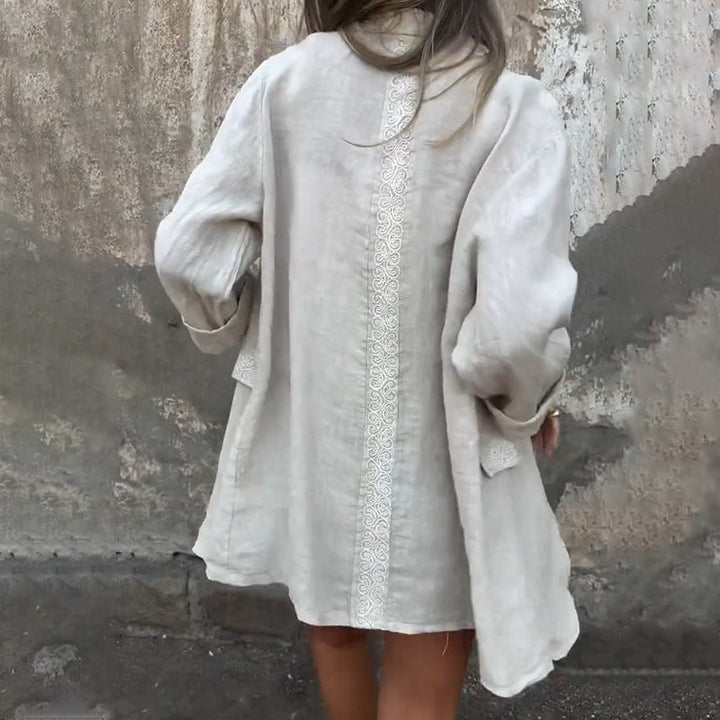 Mirana - Cotton and Linen Open Front Blouse