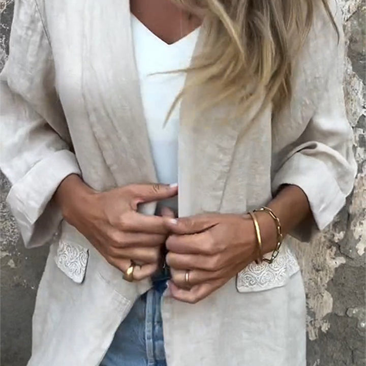 Mirana - Cotton and Linen Open Front Blouse