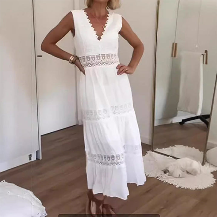 Melyssa -  Lace back Maxi dress with V-Neck