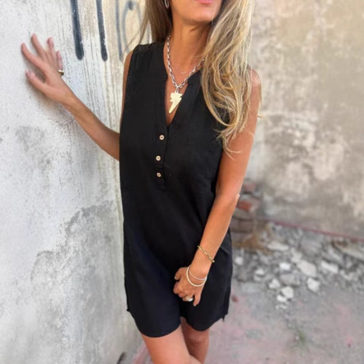 Paula - Sleeveless V Neck Dress