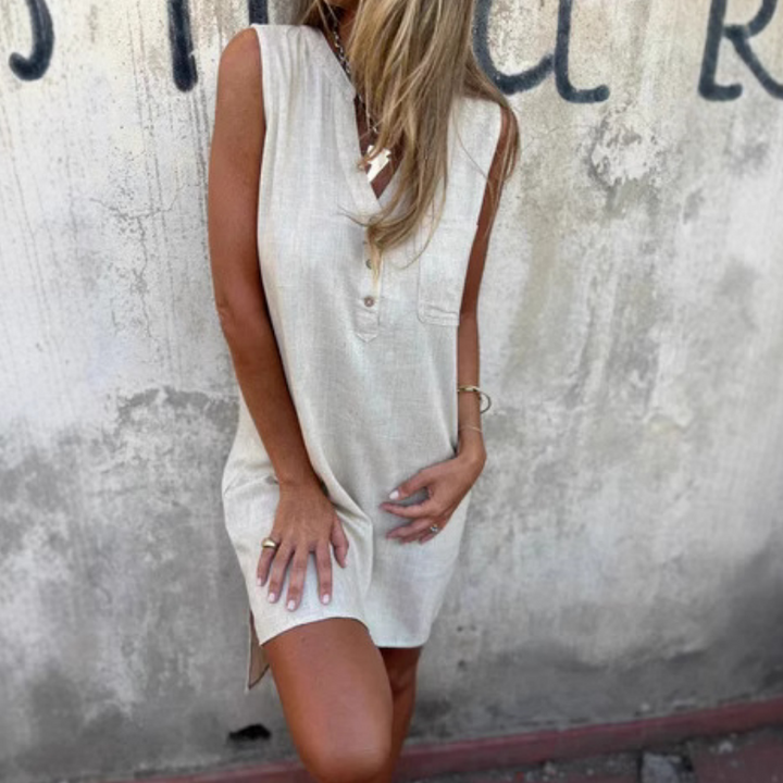 Paula - Sleeveless V Neck Dress