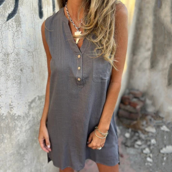 Paula - Sleeveless V Neck Dress