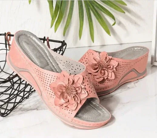 Pieterse - Orthopedic Wedge Sandals Floral Cutout