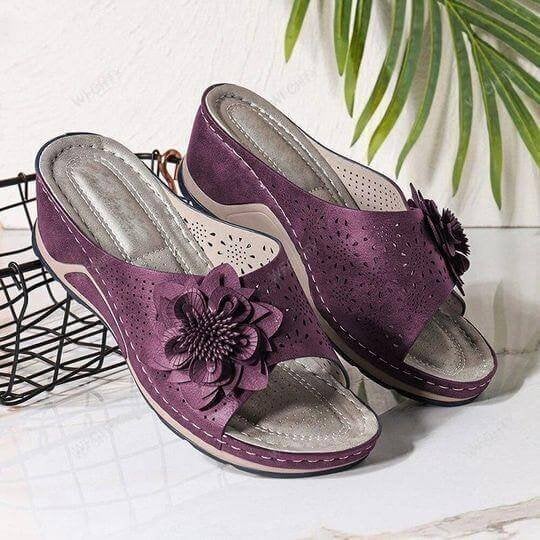 Pieterse - Orthopedic Wedge Sandals Floral Cutout