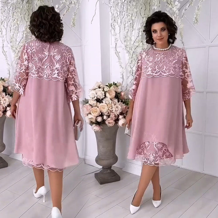 Herminia - Transparent Lace Dress In Layering Look