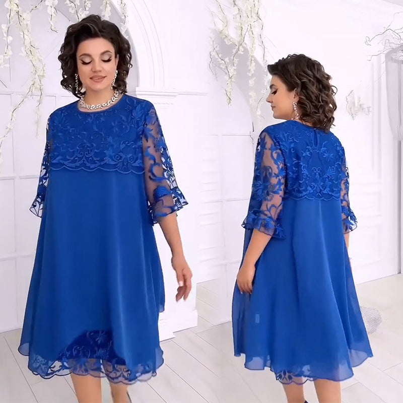 Herminia - Transparent Lace Dress In Layering Look