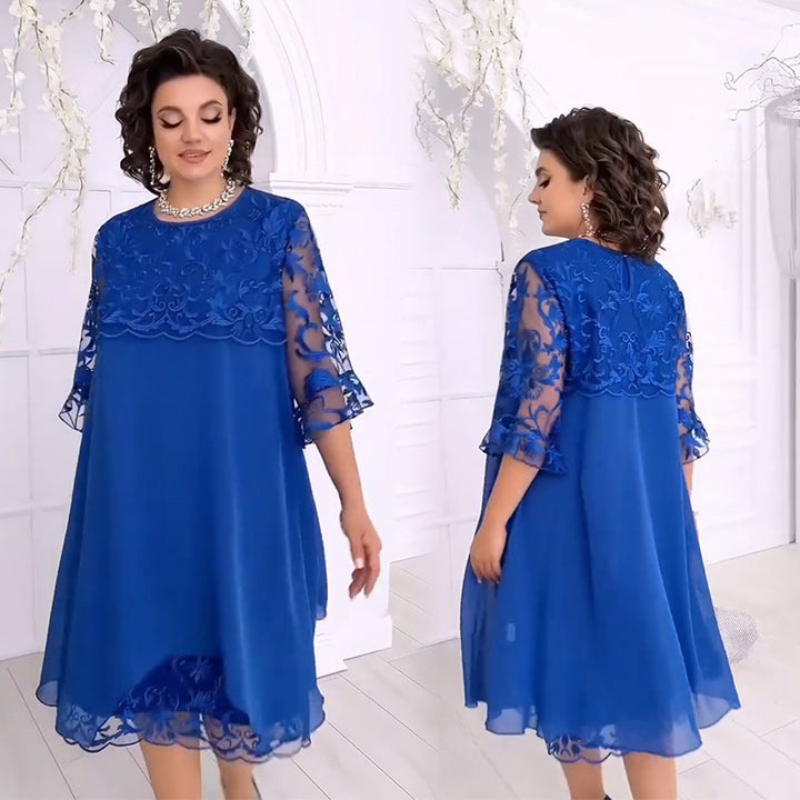 Herminia - Transparent Lace Dress In Layering Look