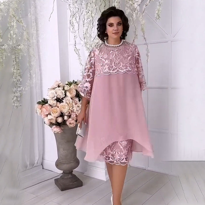 Herminia - Transparent Lace Dress In Layering Look