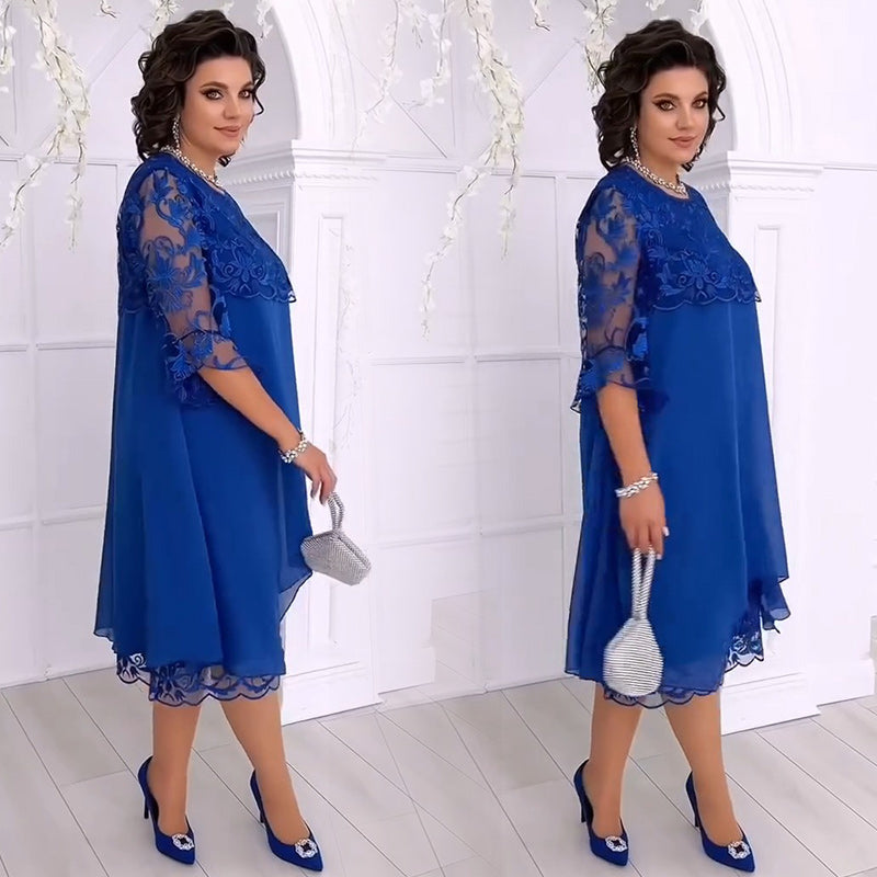 Herminia - Transparent Lace Dress In Layering Look