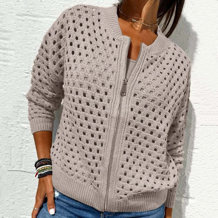 Raluca - Casual Knitted Jacket With Zipper