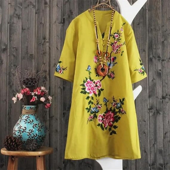 Russo - Floral Dress With Loose V-Neck