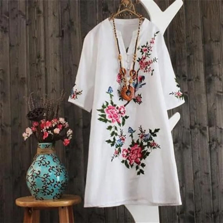 Russo - Floral Dress With Loose V-Neck