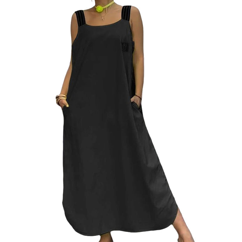 Allyson - Wide Strap Maxi Dress With Pockets
