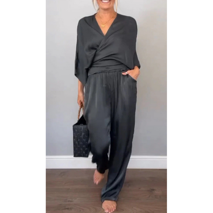Samira - V Neck Top and Mercerized Cotton Pants