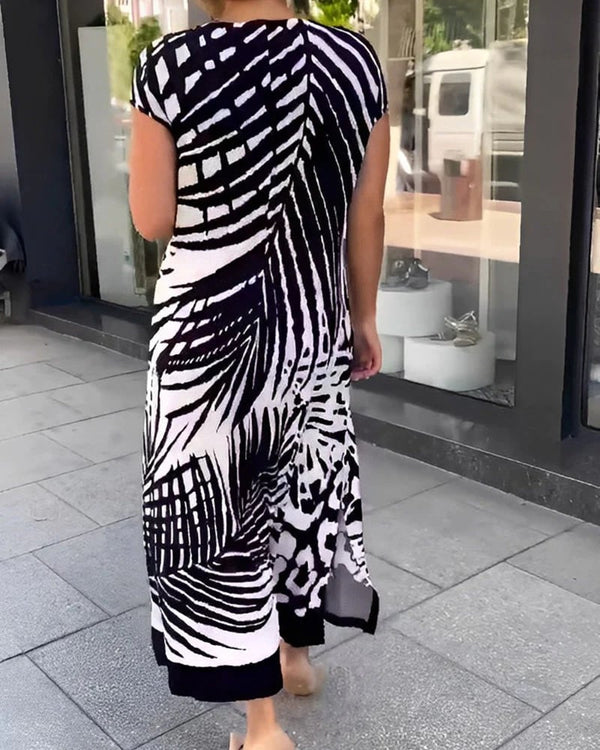 Aliki - Casual Printed Short Sleeve Dress