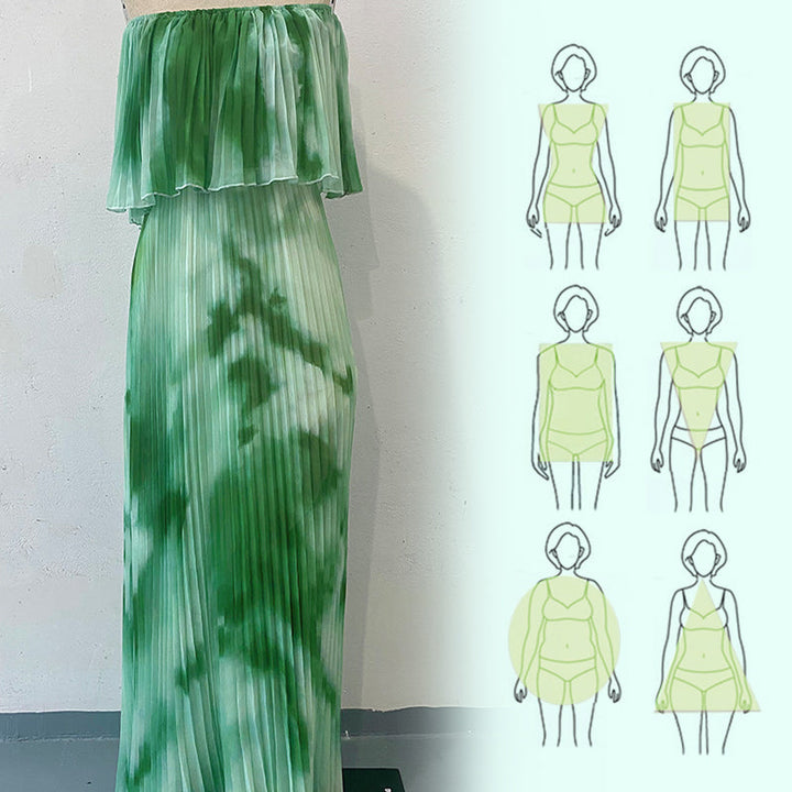Vinelia - Printed Pleated off-Shoulder Dress