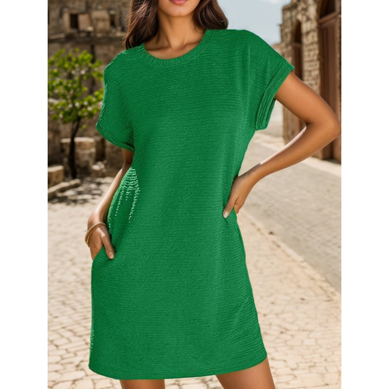 Whitney - Casual Dress With Roll Sleeves And Pocket