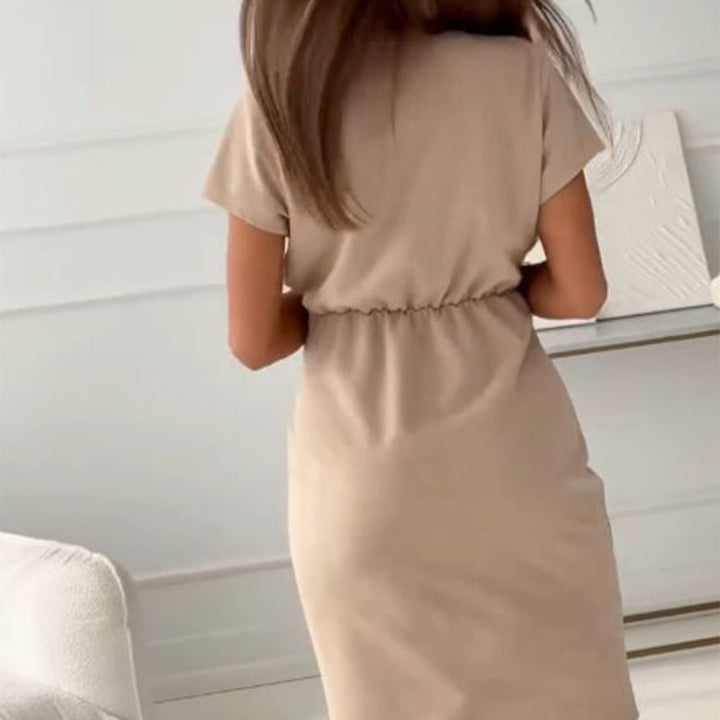 Jaclyn - V-Neck Short Sleeve Short Dress With Cinched Waist