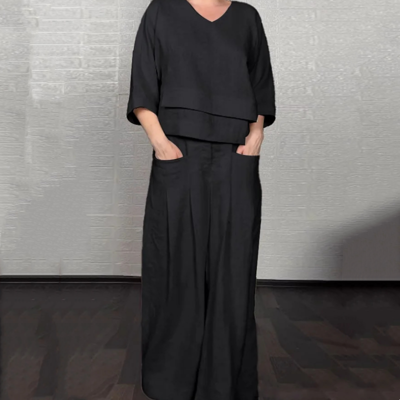 Louna - Elegant Cotton And Linen Two Piece Suit