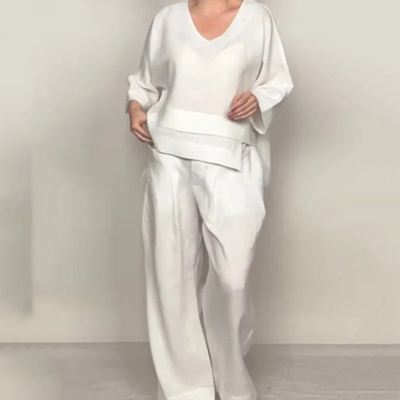 Louna - Elegant Cotton And Linen Two Piece Suit
