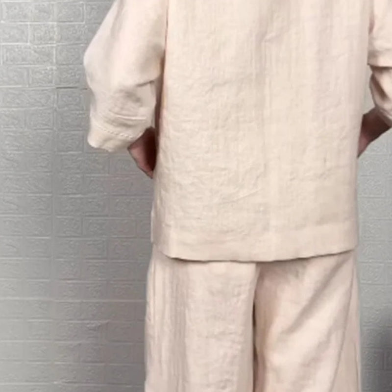 Louna - Elegant Cotton And Linen Two Piece Suit