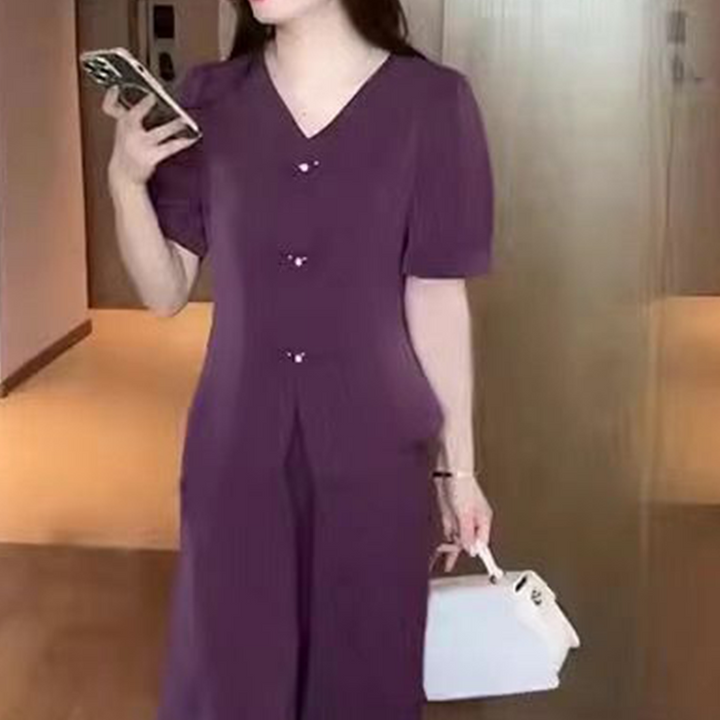 Eseniya - Elegant Short Sleeve Two Piece Set