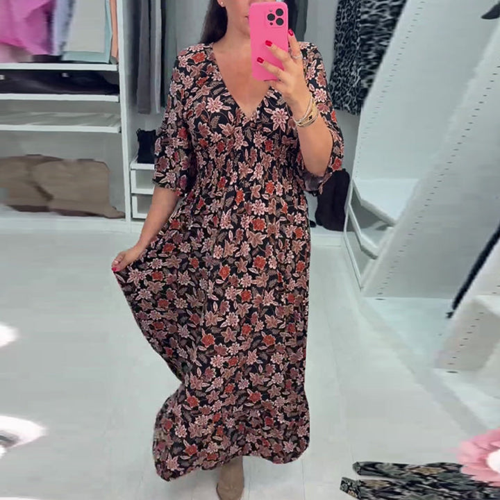 Meika - Printed V-Neck Maxi Dress