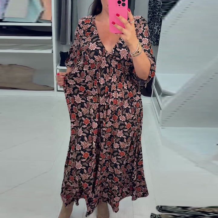 Meika - Printed V-Neck Maxi Dress