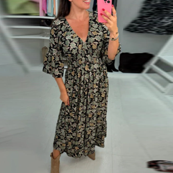 Meika - Printed V-Neck Maxi Dress