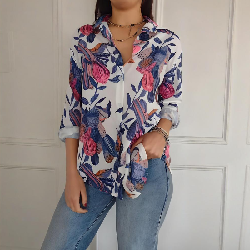 Garner - Stylish Plant Shirt With Flower Print