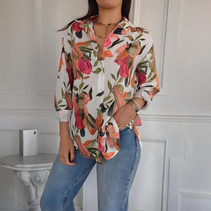 Garner - Stylish Plant Shirt With Flower Print