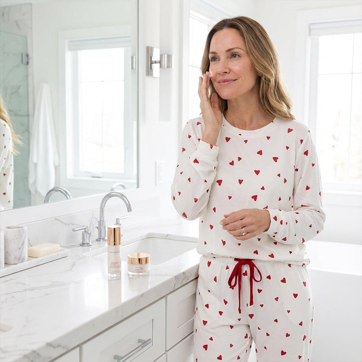 Rugile - Comfortable Pajama Set With Heart Print