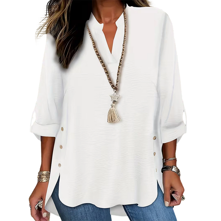 Estefany - Casual Short Sleeve Top With Button