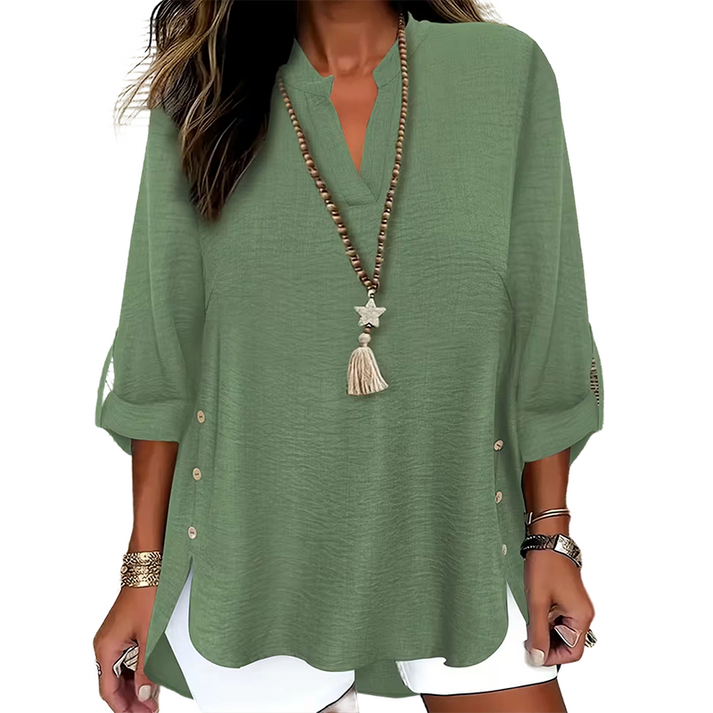 Estefany - Casual Short Sleeve Top With Button