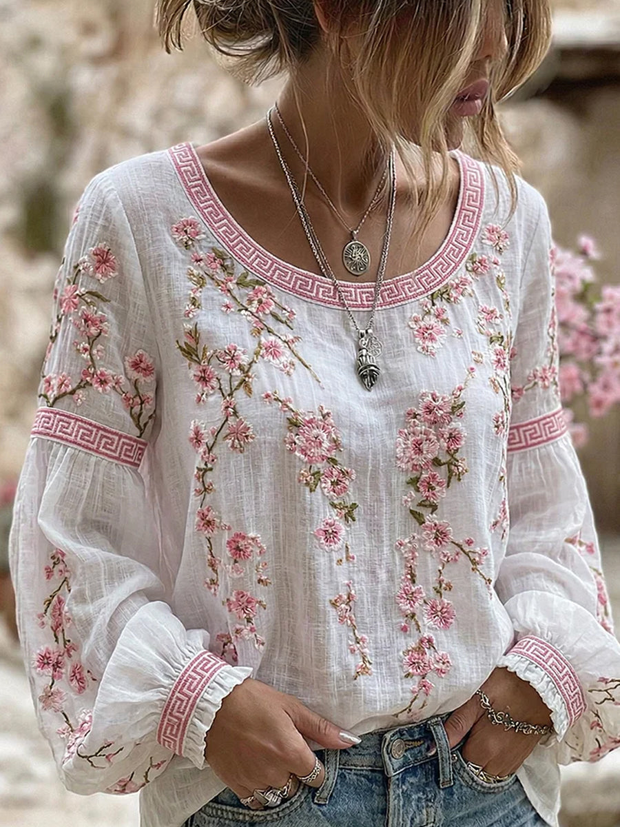 Anisha - Stylish Blouse With Floral Embroidery