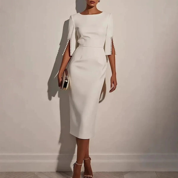 Tessora - Slim Fit Split Sleeve Pencil Dress