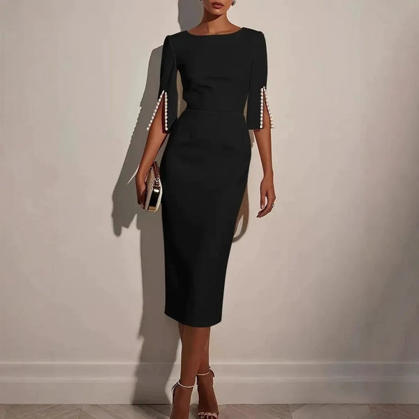 Tessora - Slim Fit Split Sleeve Pencil Dress