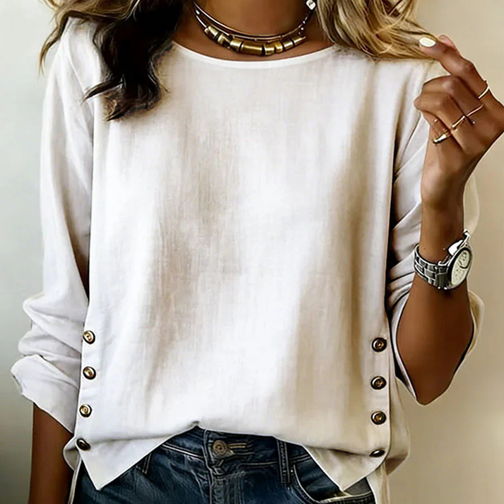 Melizaa - Casual Linen Top With Button