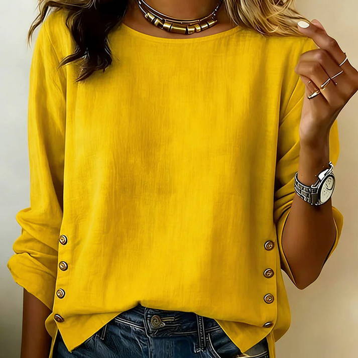 Melizaa - Casual Linen Top With Button