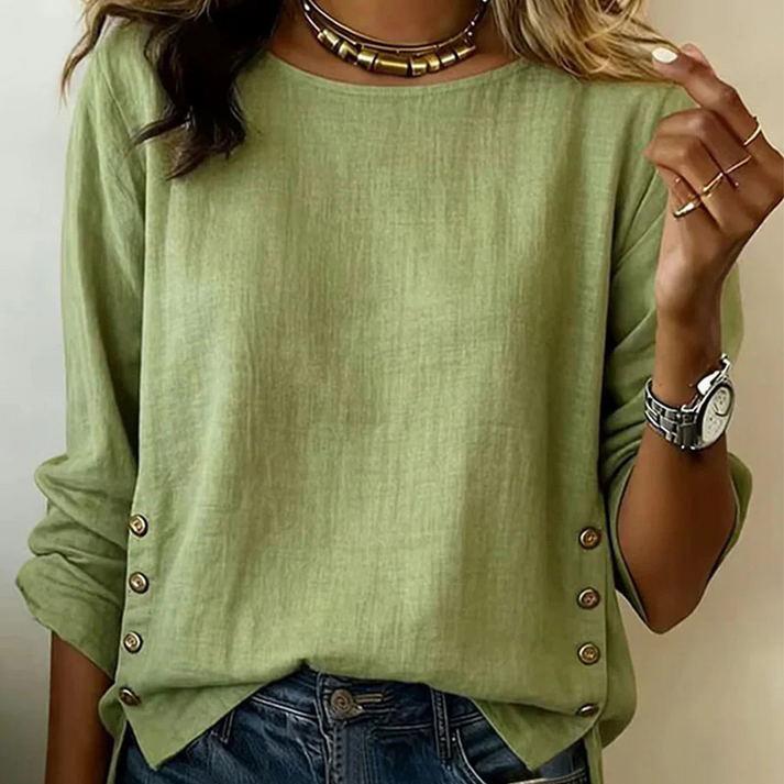 Melizaa - Casual Linen Top With Button