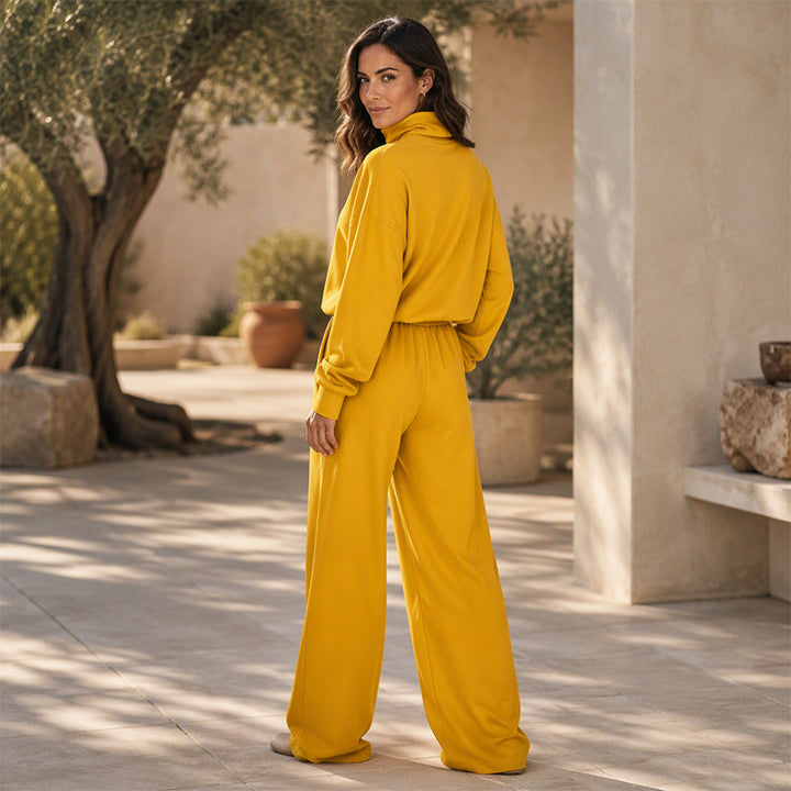 Vasiiaine - Turtleneck Wide Leg Two Piece Set
