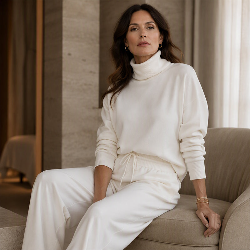 Vasiiaine - Turtleneck Wide Leg Two Piece Set