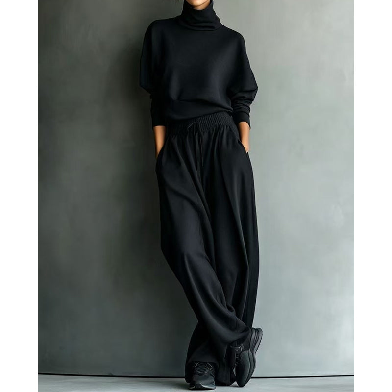 Vasiiaine - Turtleneck Wide Leg Two Piece Set