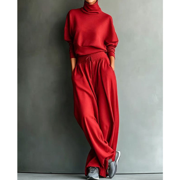 Vasiiaine - Turtleneck Wide Leg Two Piece Set