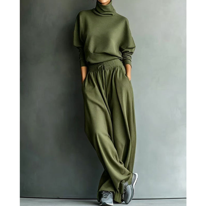 Vasiiaine - Turtleneck Wide Leg Two Piece Set