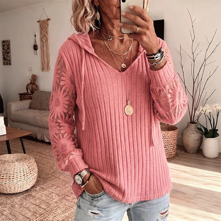 Valeora - Elegant Lace Hooded Cardigan