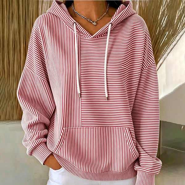 Nicoisuva - Striped Hoodie With Drawstring and Kangaroo Pocket