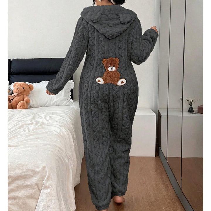 Quenalica - Cable Knit Warmth Hooded Jumpsuit