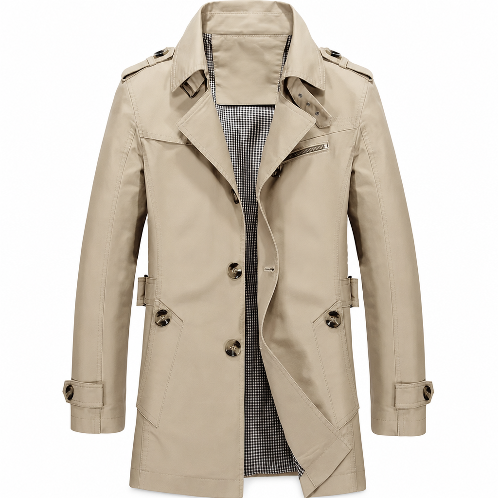 Brigenette - Coat With Notched Collar and Button Closure