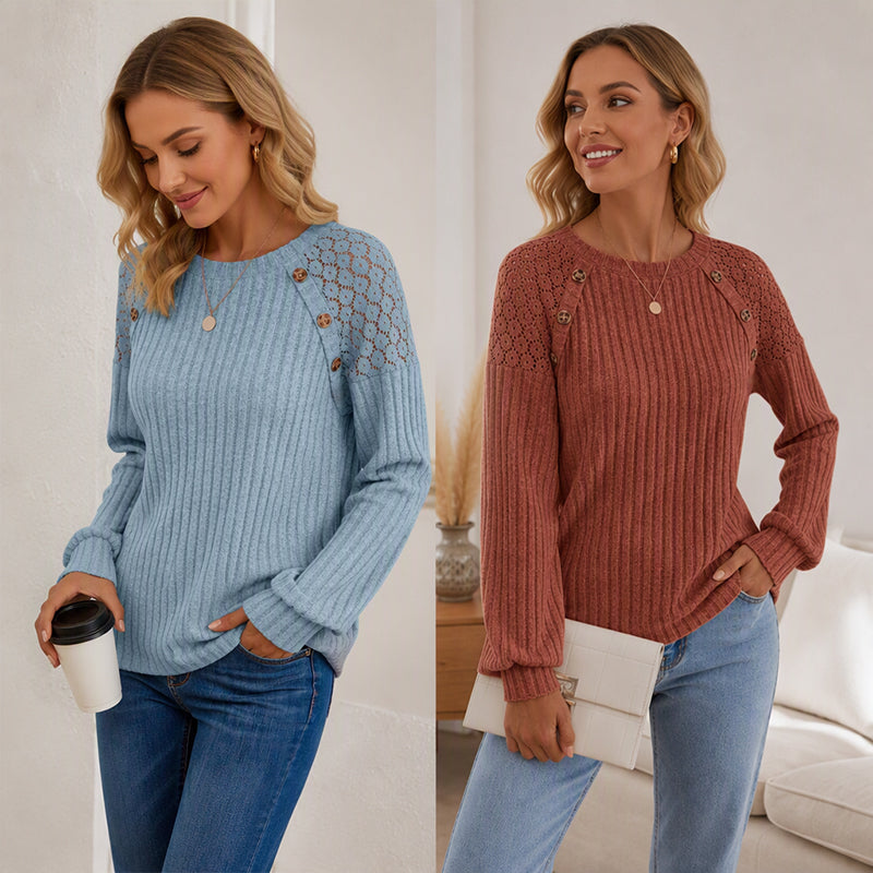 Imoguoria - Long Sleeve Ribbed Knit Top